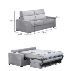 Divani Letto 2 Posti|Divano Contenitore Letto > Dmora Divano Letto 2 Posti Sfoderabile Contenitore 200x95 cm, di Apertura a Ribalta Made in Italy - Sonico Grigio