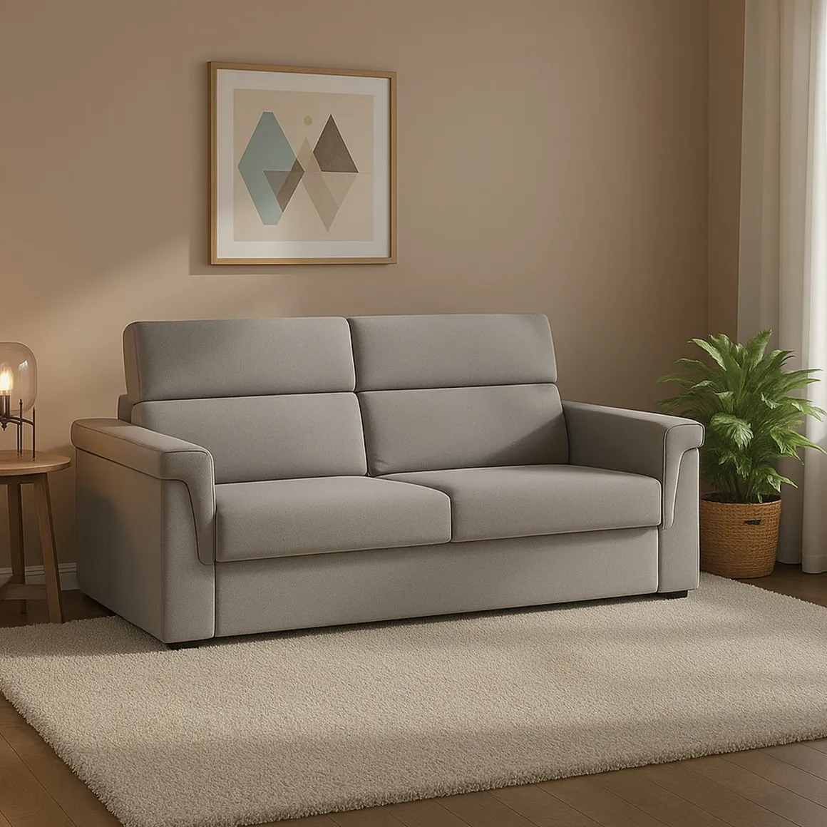 Divano Letto 2 Posti Grigio Sfoderabile Contenitore 205x95 cm, di Apertura a Ribalta Made in Italy - Biscossi