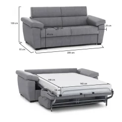 Divani Letto 2 Posti|Divano Contenitore Letto > Dmora Divano Letto 2 Posti Sfoderabile Contenitore 205x95 cm, di Apertura a Ribalta Made in Italy - Fisciano Grigio