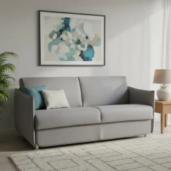 Divano Letto 3 Posti Grigio Sfoderabile Contenitore 200x95 cm, Lavabile Made in Italy - Cecina