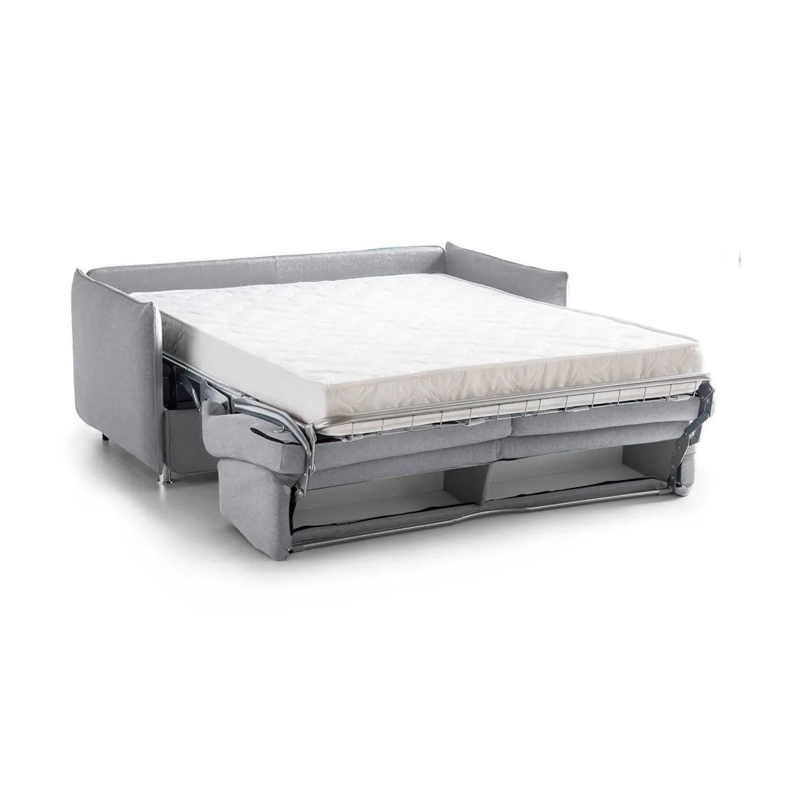 Divano Letto 3 Posti Grigio Sfoderabile Contenitore 200x95 cm, Lavabile Made in Italy - Cecina