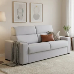 Divano Letto 3 Posti Grigio Sfoderabile Contenitore 220x95 cm, Lavabile Made in Italy - Marcon