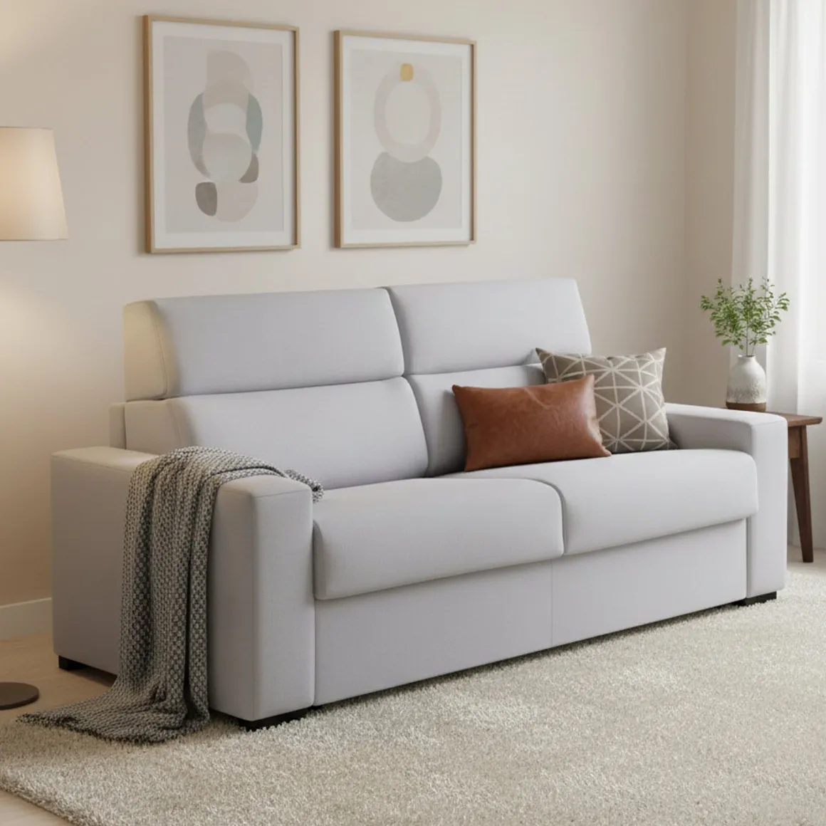 Divano Letto 3 Posti Grigio Sfoderabile Contenitore 220x95 cm, Lavabile Made in Italy - Marcon