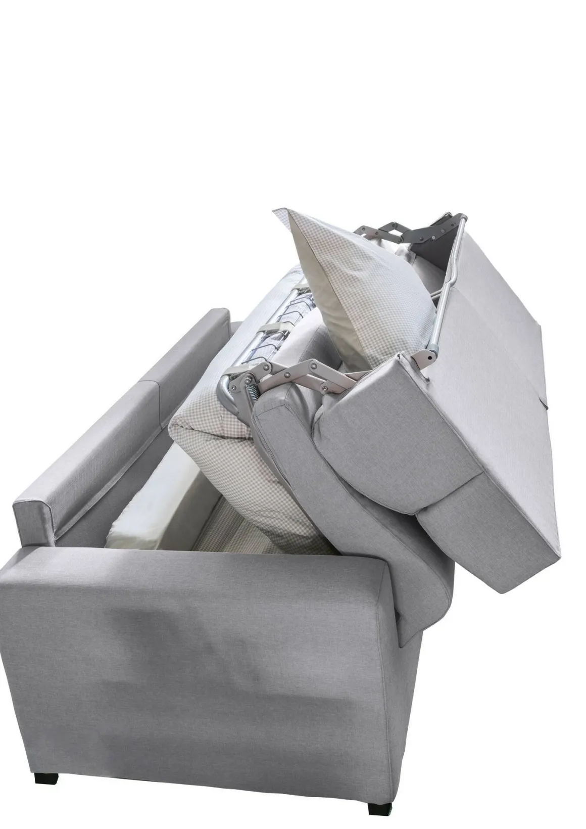 Divano Letto 3 Posti Grigio Sfoderabile Contenitore 220x95 cm, Lavabile Made in Italy - Marcon