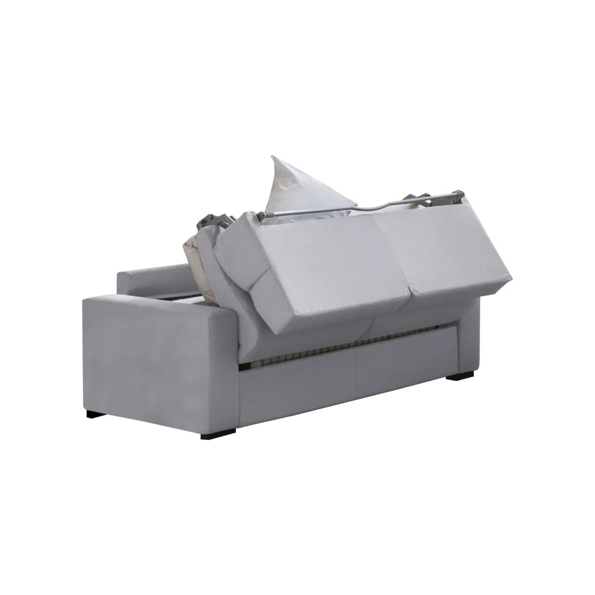 Divano Letto 3 Posti Grigio Sfoderabile Contenitore 220x95 cm, Lavabile Made in Italy - Marcon