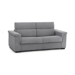 Divano Letto 3 Posti Grigio Sfoderabile Contenitore 225x95 cm, Lavabile Made in Italy - Benedetto