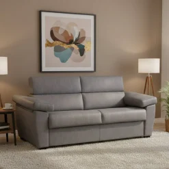 Divano Letto 3 Posti Grigio Sfoderabile Contenitore 225x95 cm, Lavabile Made in Italy - Pacecos