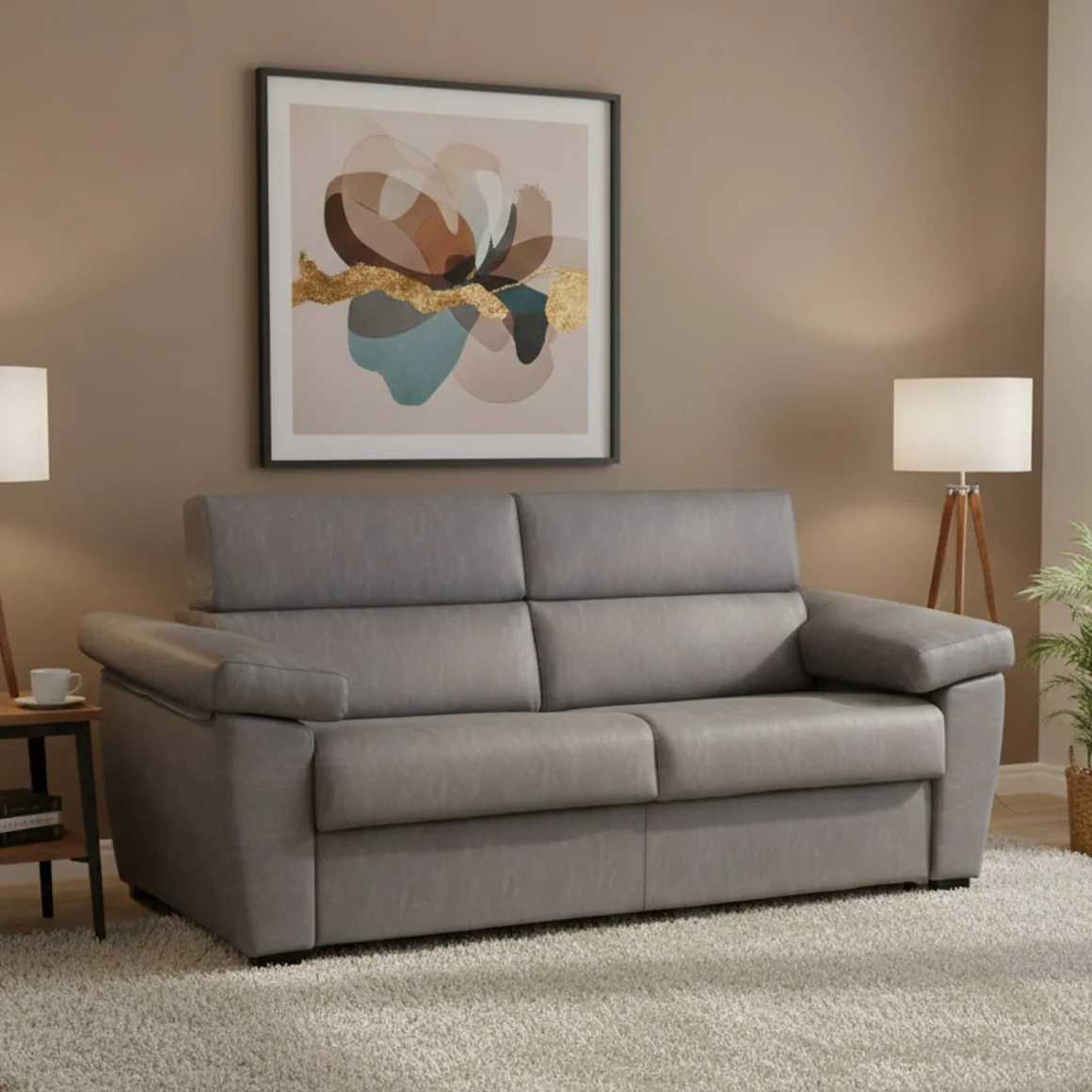 Divano Letto 3 Posti Grigio Sfoderabile Contenitore 225x95 cm, Lavabile Made in Italy - Pacecos