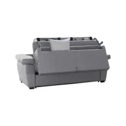 Divano Letto 3 Posti Grigio Sfoderabile Contenitore 225x95 cm, Lavabile Made in Italy - Pacecos