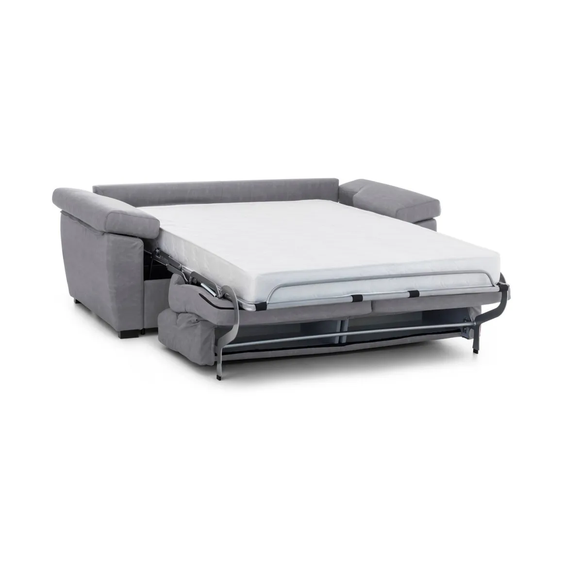 Divano Letto 3 Posti Grigio Sfoderabile Contenitore 225x95 cm, Lavabile Made in Italy - Pacecos