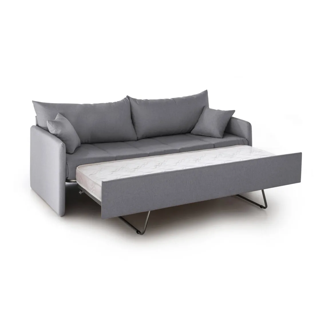 Divano Letto 3 Posti Grigio Sfoderabile Lavabile 205x86 cm, Letto Estraibile Materasso Incluso Made in Italy - Avellana