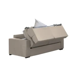 Divano Letto 2 Posti Grigio Tortora Sfoderabile Contenitore 200x95 cm, di Apertura a Ribalta Made in Italy - Ecate
