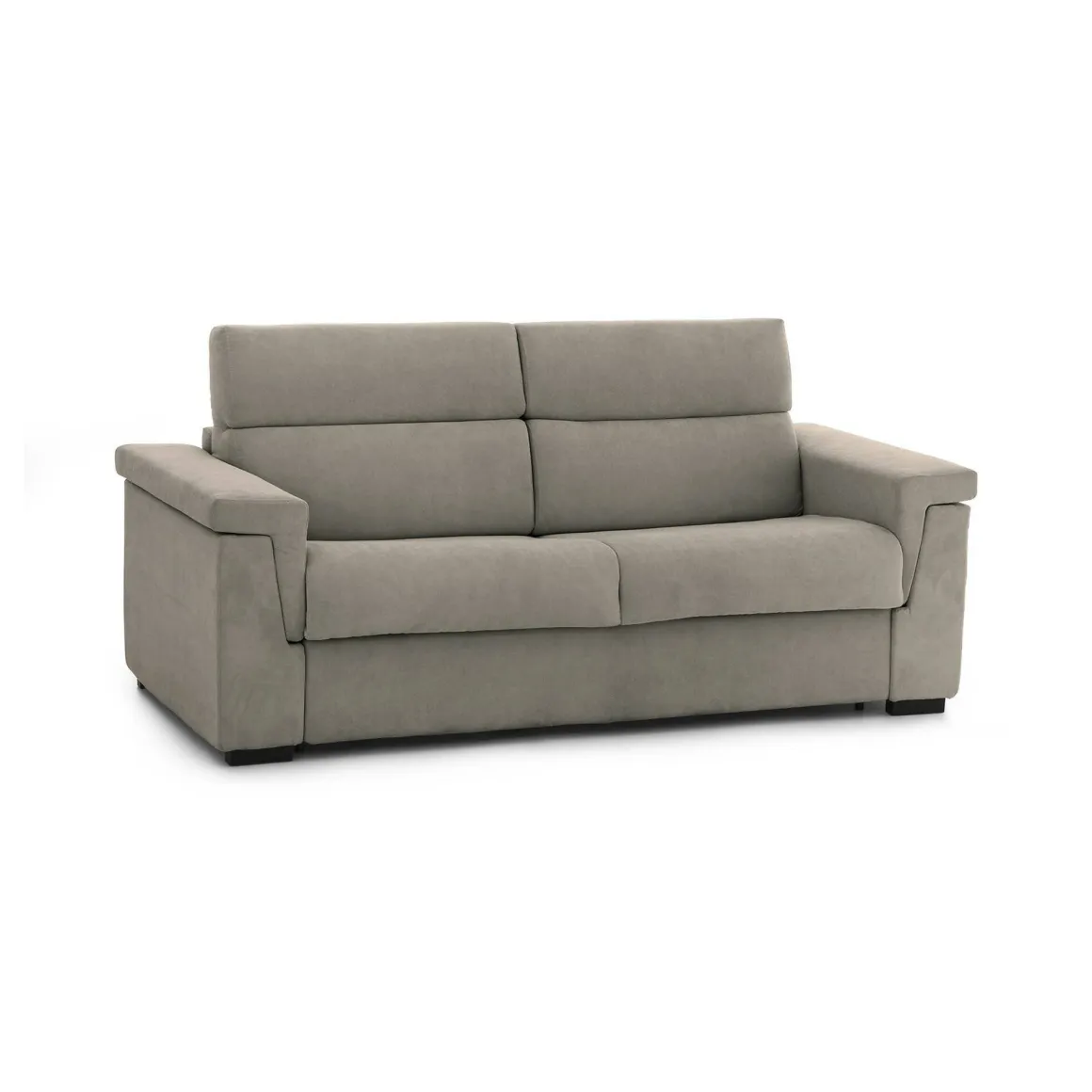 Divano Letto 2 Posti Grigio Tortora Sfoderabile Contenitore 205x95 cm, di Apertura a Ribalta Made in Italy - Biscossi