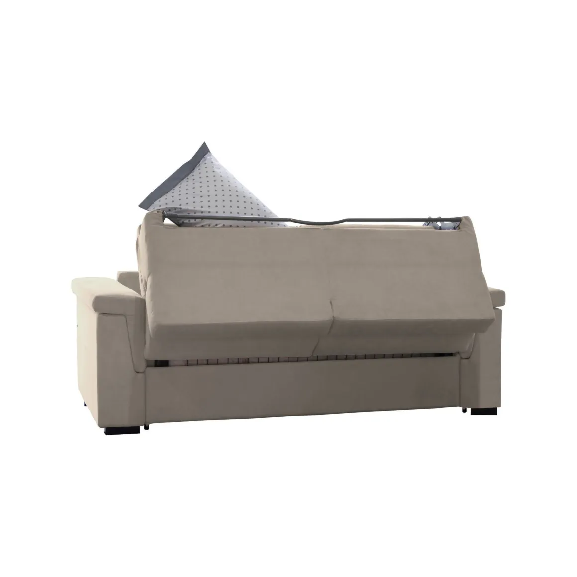 Divano Letto 2 Posti Grigio Tortora Sfoderabile Contenitore 205x95 cm, di Apertura a Ribalta Made in Italy - Biscossi