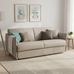 Divano Letto 3 Posti Grigio Tortora Sfoderabile Contenitore 200x95 cm, Lavabile Made in Italy - Gravere