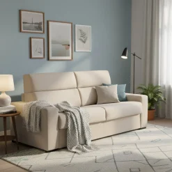 Divano Letto 3 Posti Grigio Tortora Sfoderabile Contenitore 220x95 cm, Lavabile Made in Italy - Quindici