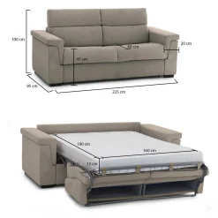 Divani Letto 3 Posti|Divano Contenitore Letto > Dmora Divano Letto 3 Posti Sfoderabile Contenitore 225x95 cm, Lavabile Made in Italy - Pacecos Grigio Tortora