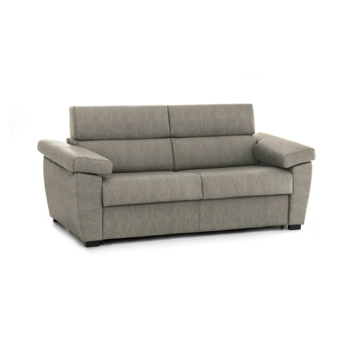 Divano Letto 3 Posti Grigio Tortora Sfoderabile Contenitore 225x95 cm, Lavabile Made in Italy - Trino