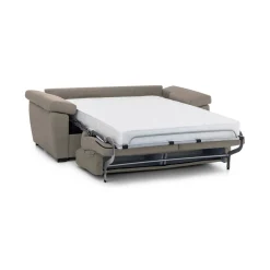 Divano Letto 3 Posti Grigio Tortora Sfoderabile Contenitore 225x95 cm, Lavabile Made in Italy - Trino