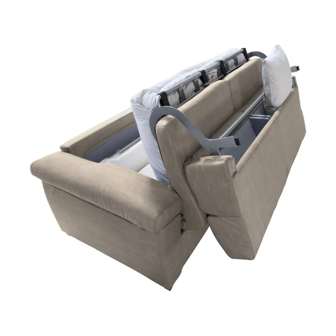 Divano Letto 3 Posti Grigio Tortora Sfoderabile Contenitore 225x95 cm, Lavabile Made in Italy - Trino