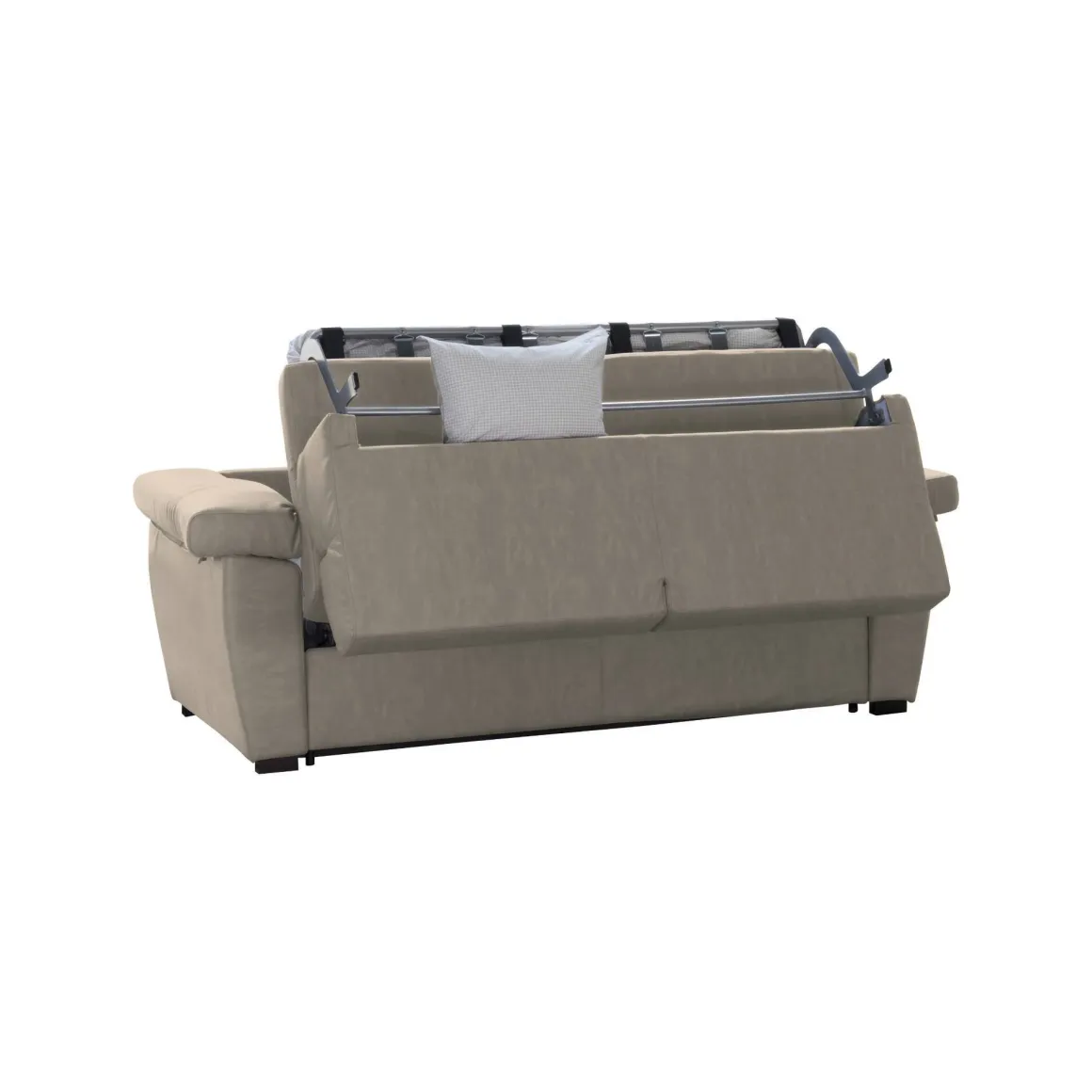 Divano Letto 3 Posti Grigio Tortora Sfoderabile Contenitore 225x95 cm, Lavabile Made in Italy - Trino