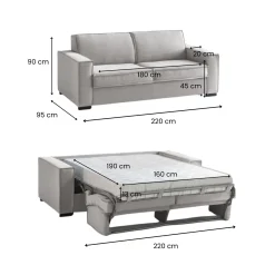 Divano letto 3 posti grigio 220x95cm - Asteroide