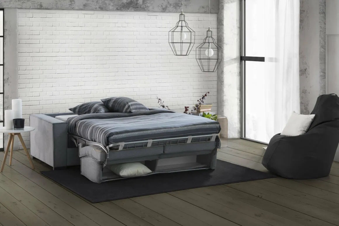 Divano letto 3 posti grigio 220x95cm - Asteroide