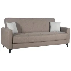 Divano Letto 3 Posti Marrone Contenitore di Apertura Click-clack 220x90 cm, Lavabile - Mulazzo