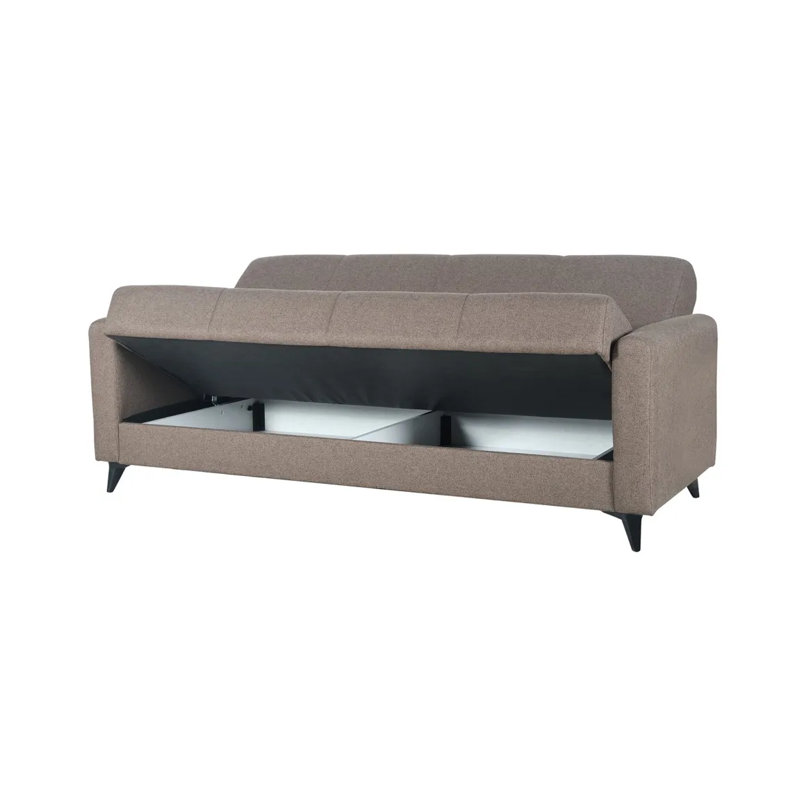 Divano Letto 3 Posti Marrone Contenitore di Apertura Click-clack 220x90 cm, Lavabile - Mulazzo