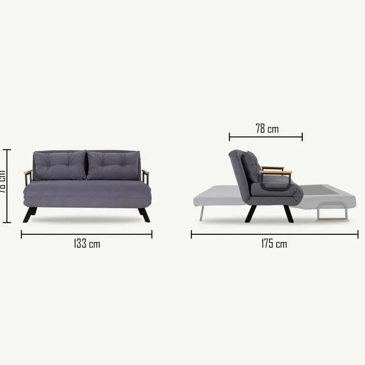 Divano letto 2 posti marrone 133x78cm - Calvin