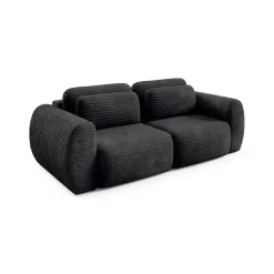 Divano Letto 2 Posti Nero Contenitore di Apertura a Libro 266x121 cm, Reclinabile - Golgi