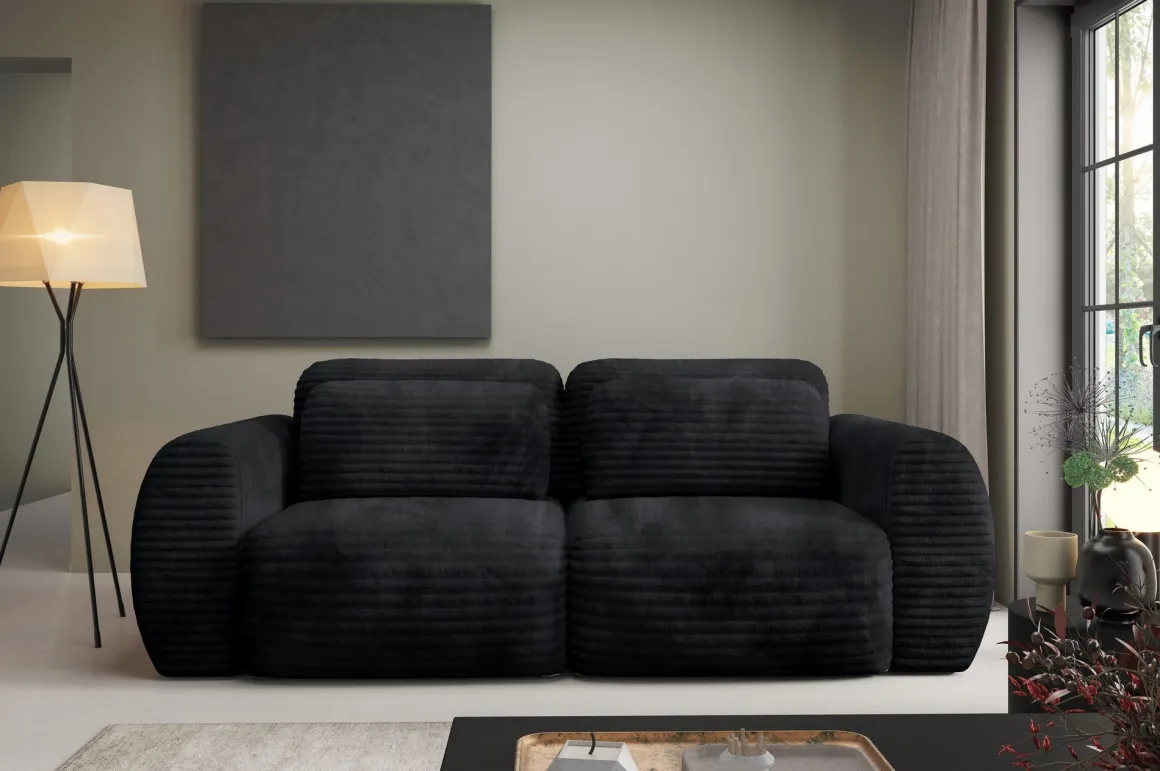 Divano Letto 2 Posti Nero Contenitore di Apertura a Libro 266x121 cm, Reclinabile - Golgi