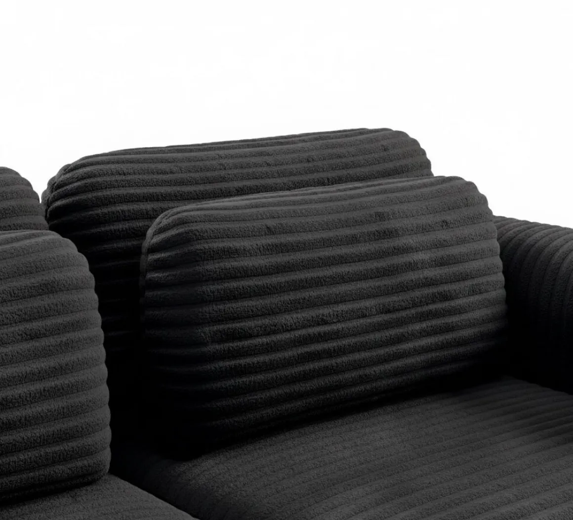 Divano Letto 2 Posti Nero Contenitore di Apertura a Libro 266x121 cm, Reclinabile - Golgi