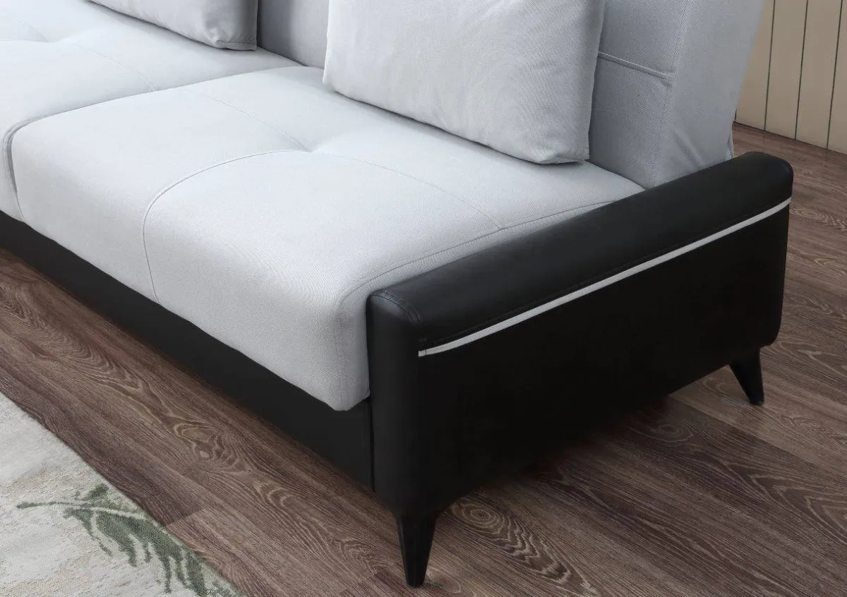 Salotto > Dmora Divano letto 3 posti nero e bianco 207x92cm - Belluno Bianco, Nero