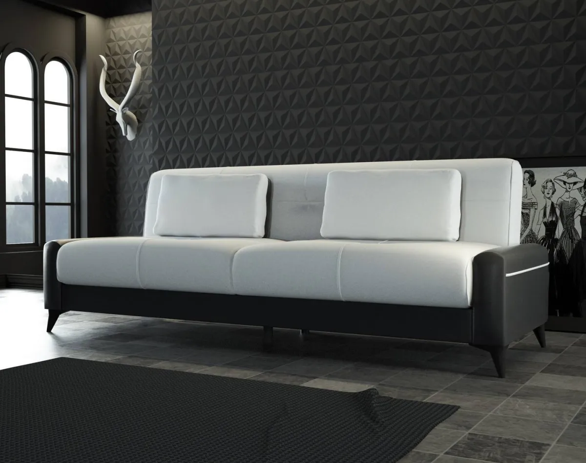 Salotto > Dmora Divano letto 3 posti nero e bianco 207x92cm - Belluno Bianco, Nero