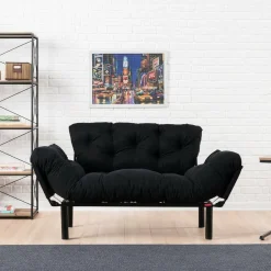 Divano letto 2 posti nero 155x70cm - Guchol