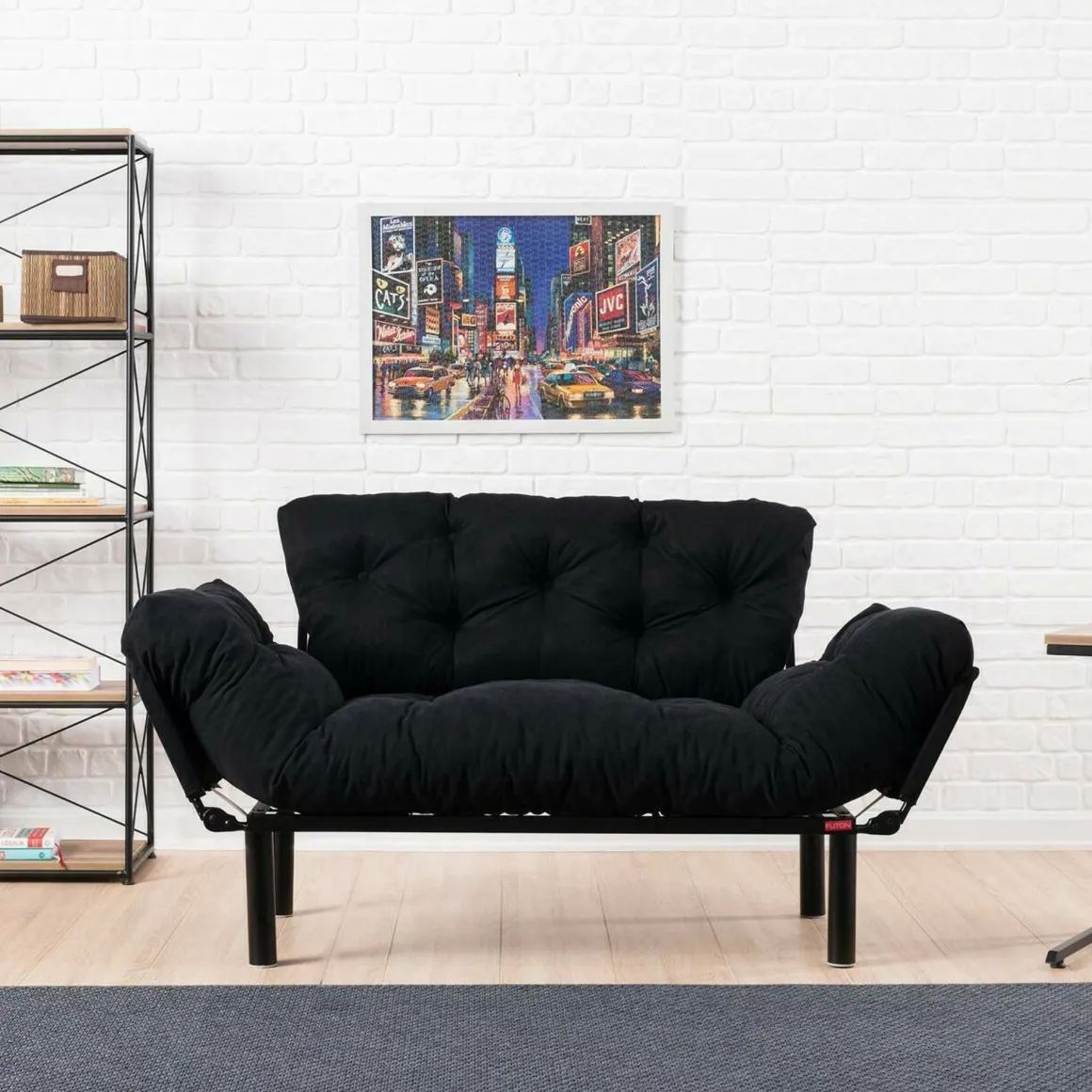 Divano letto 2 posti nero 155x70cm - Guchol
