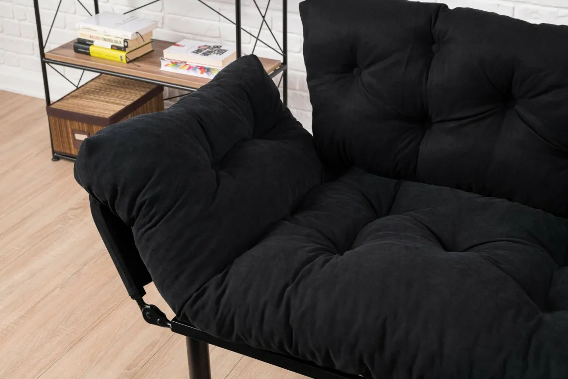 Divano letto 2 posti nero 155x70cm - Guchol