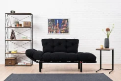 Divano letto 2 posti nero 155x70cm - Guchol