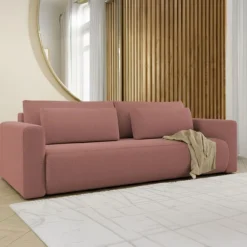 Divani Letto 2 Posti|Divano Contenitore Letto > Dmora Divano Letto 2 Posti Contenitore di Apertura a Libro 240x105 cm, Reclinabile - Erbezzo Rosa