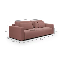 Divani Letto 2 Posti|Divano Contenitore Letto > Dmora Divano Letto 2 Posti Contenitore di Apertura a Libro 240x105 cm, Reclinabile - Erbezzo Rosa