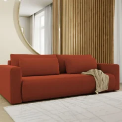 Divani Letto 2 Posti|Divano Contenitore Letto > Dmora Divano Letto 2 Posti Contenitore di Apertura a Libro 240x105 cm, Reclinabile - Erbezzo Rosso
