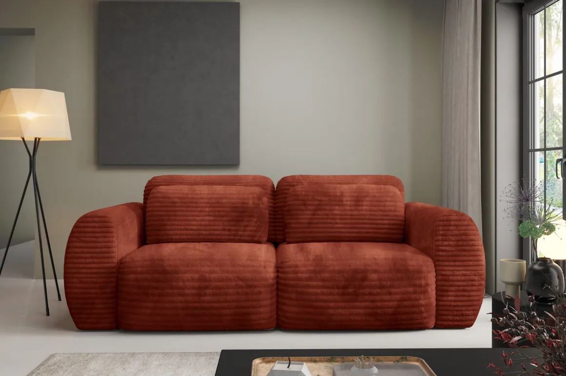 Divano Letto 2 Posti Rosso Contenitore di Apertura a Libro 266x121 cm, Reclinabile - Golgi