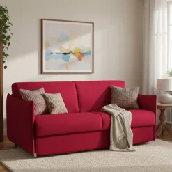 Divani Letto 2 Posti|Divano Contenitore Letto > Dmora Divano Letto 2 Posti Sfoderabile Contenitore 160x95 cm, di Apertura a Ribalta Made in Italy - Follina Rosso