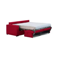 Divano Letto 2 Posti Rosso Sfoderabile Contenitore 200x95 cm, di Apertura a Ribalta Made in Italy - Ecate