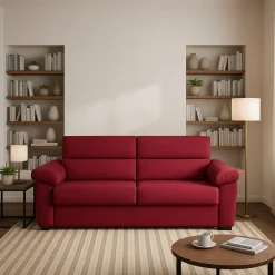 Divani Letto 2 Posti|Divano Contenitore Letto > Dmora Divano Letto 2 Posti Sfoderabile Contenitore 205x95 cm, di Apertura a Ribalta Made in Italy - Biscossi Rosso