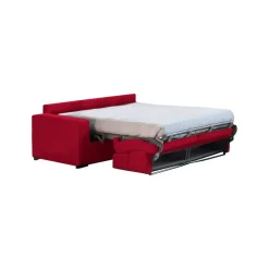 Divano Letto 3 Posti Rosso Sfoderabile Contenitore 220x95 cm, Lavabile Made in Italy - Marcon