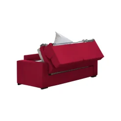 Divano Letto 3 Posti Rosso Sfoderabile Contenitore 220x95 cm, Lavabile Made in Italy - Marcon