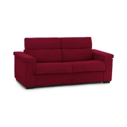 Divano Letto 3 Posti Rosso Sfoderabile Contenitore 225x95 cm, Lavabile Made in Italy - Benedetto