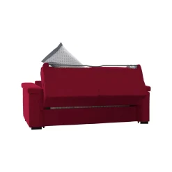 Divano Letto 3 Posti Rosso Sfoderabile Contenitore 225x95 cm, Lavabile Made in Italy - Benedetto